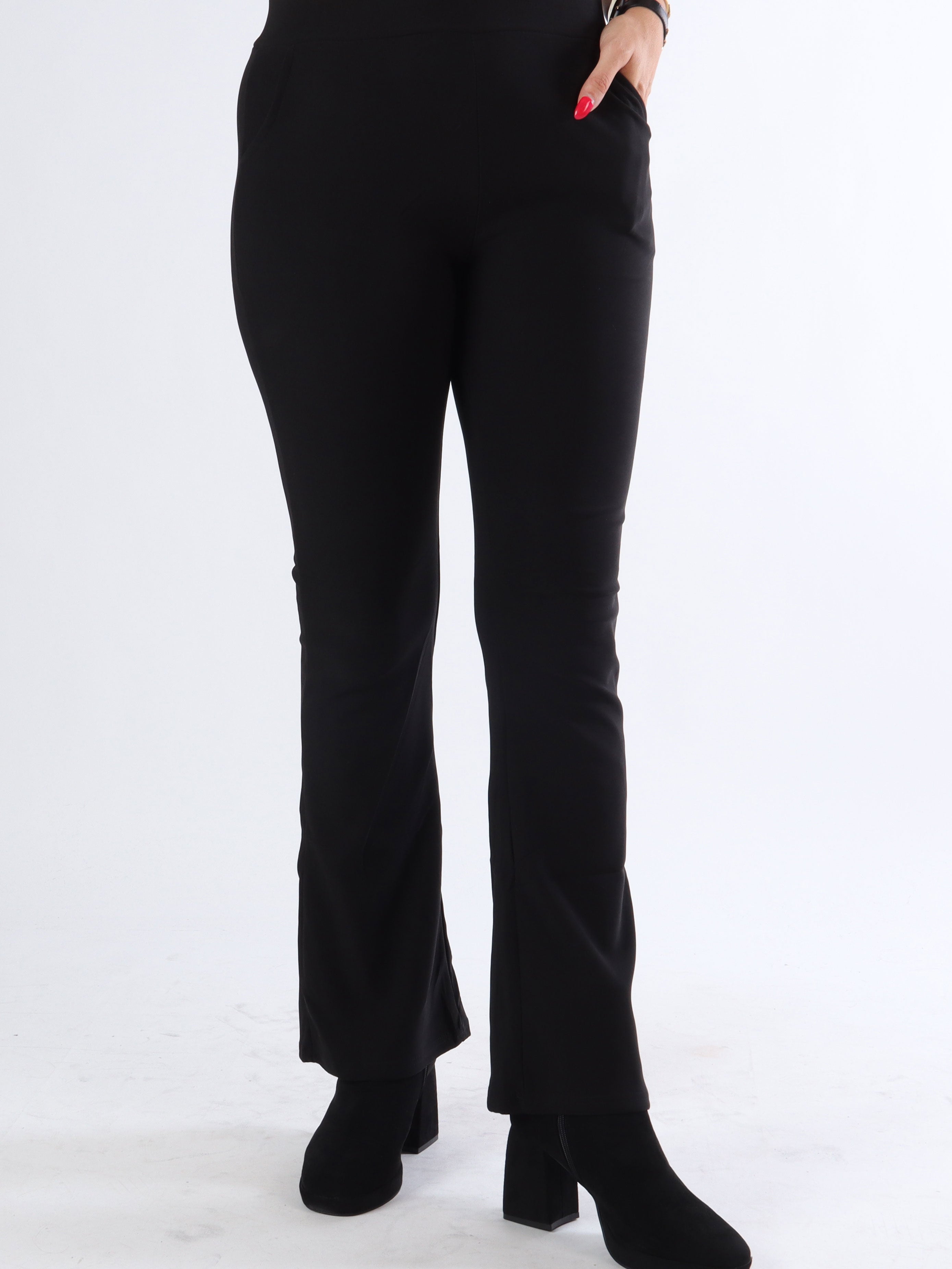 Ruby - Sorte elastiske trompetbukser