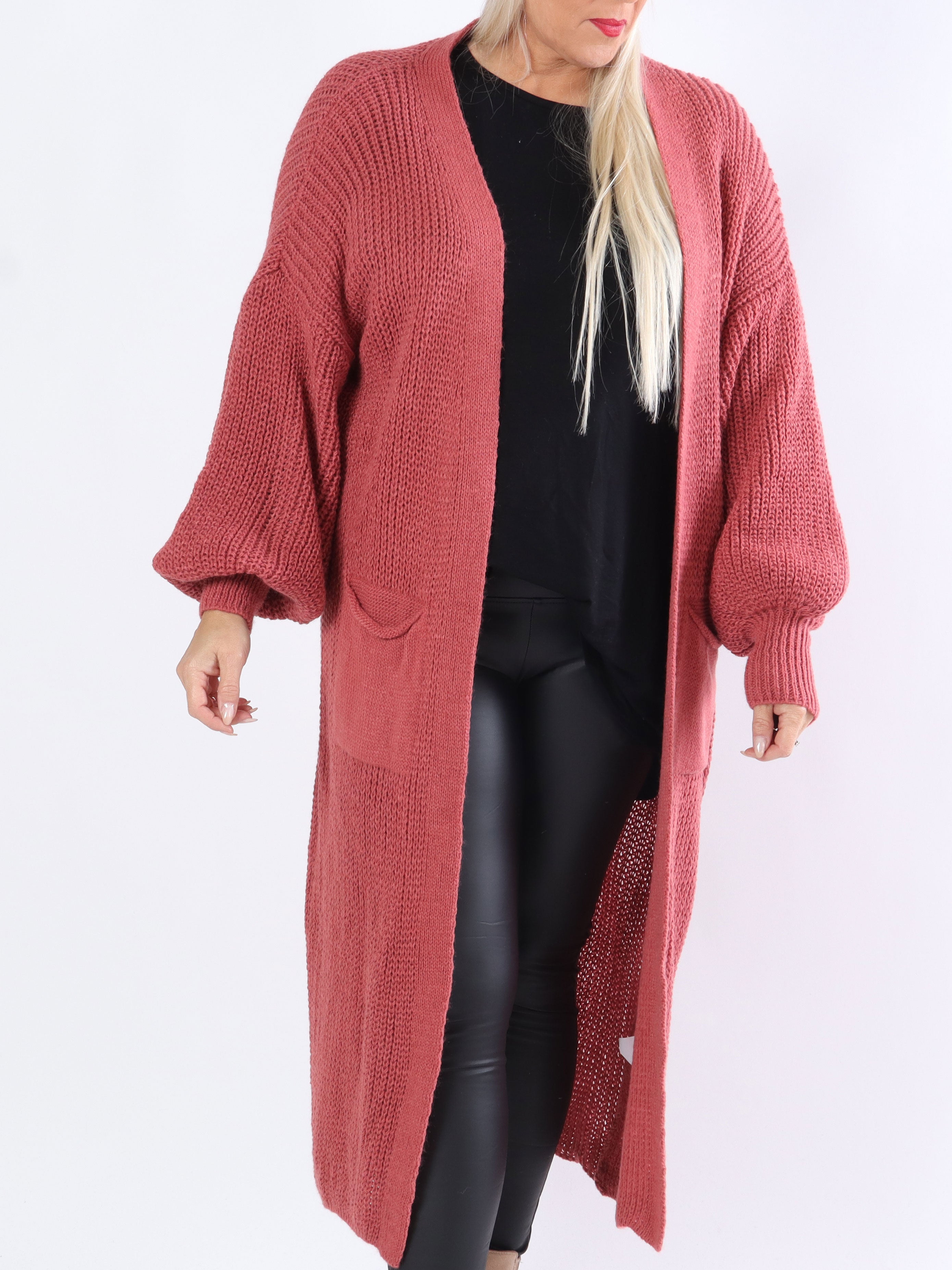 Sally - Plus size strikcardigan med fine ballonærmer