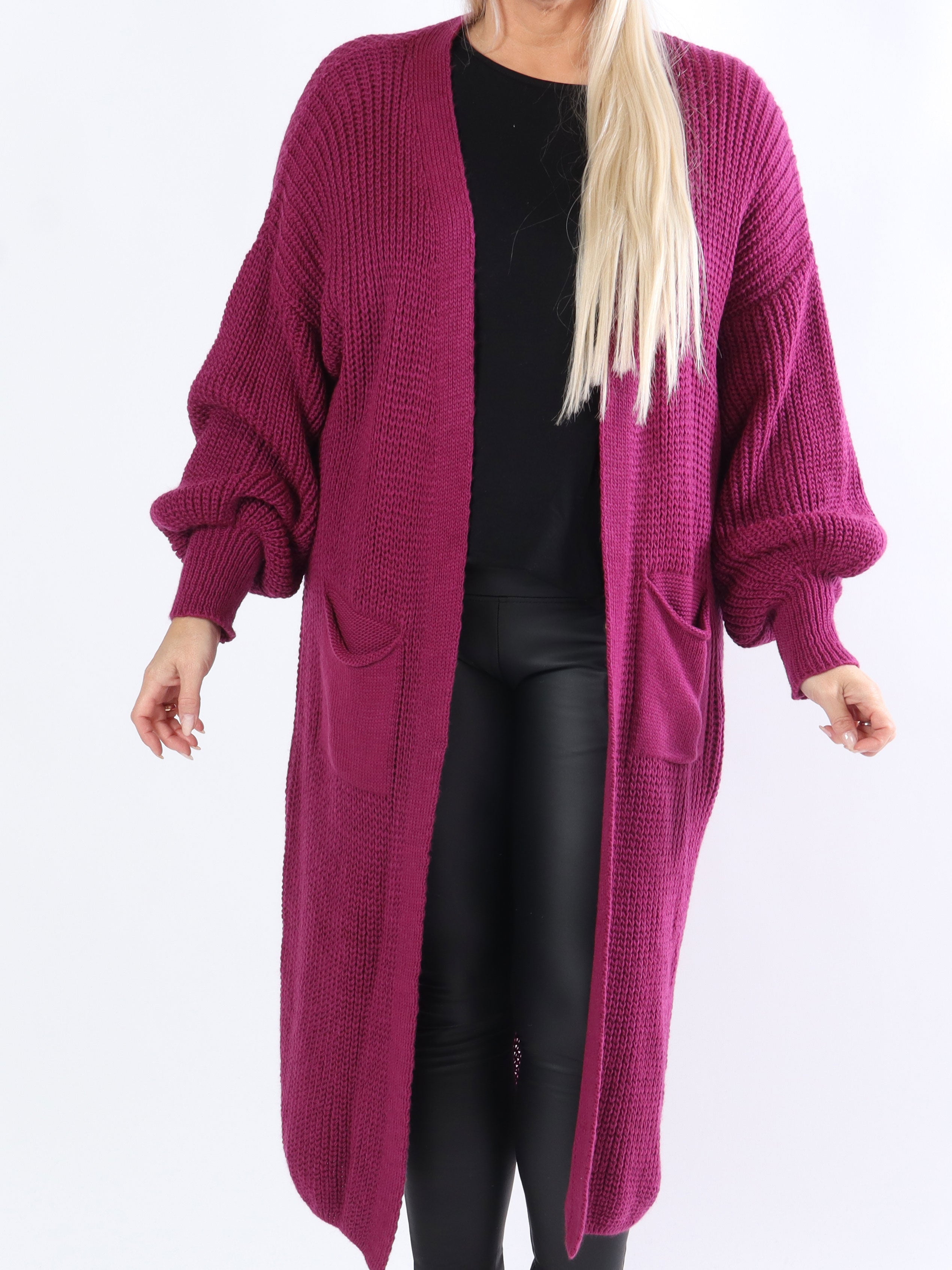 Sally - Plus size strikcardigan med fine ballonærmer