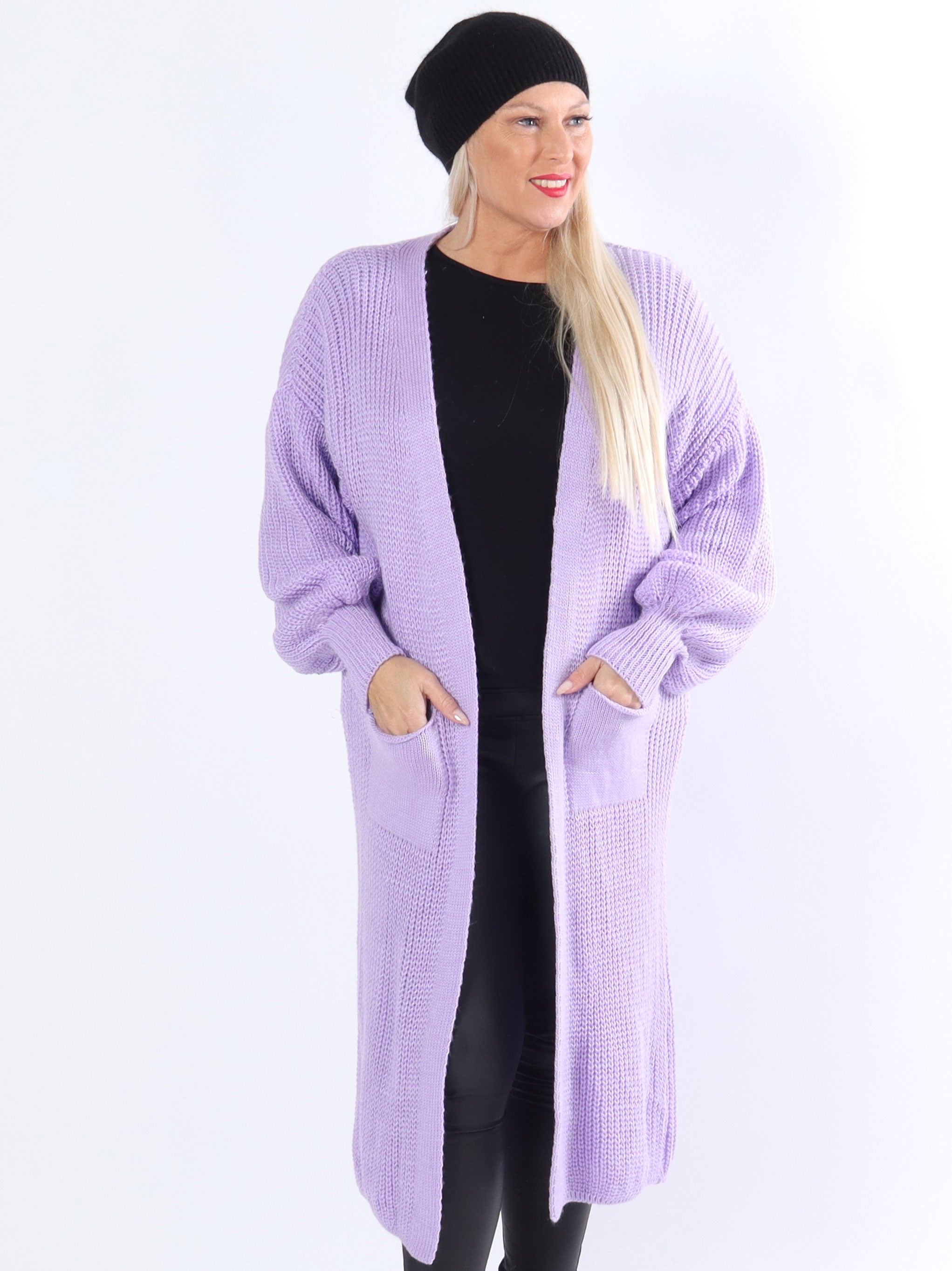 Sally - Plus size strikcardigan med fine ballonærmer