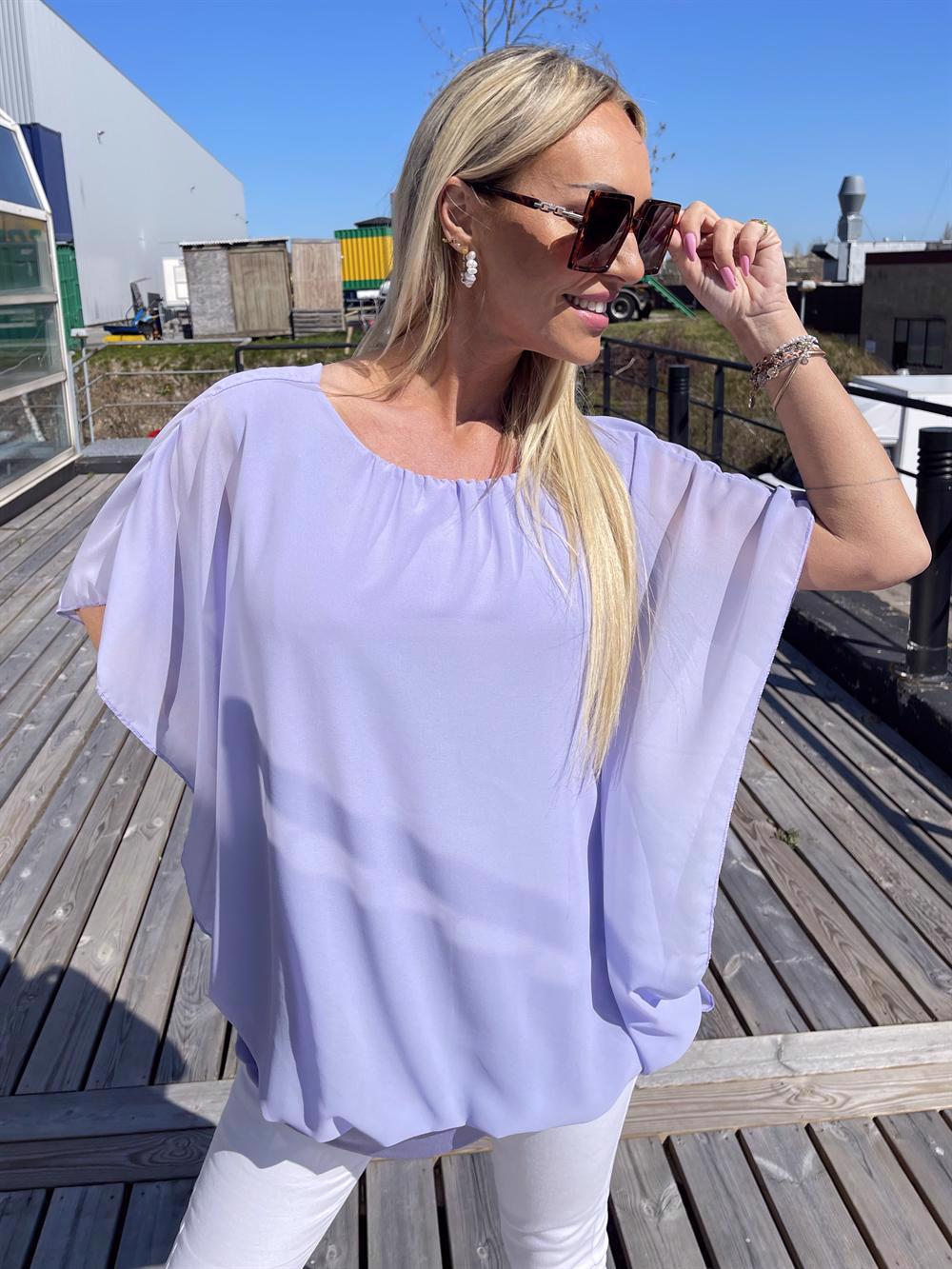 Tea - Top med løst chiffonstof udover