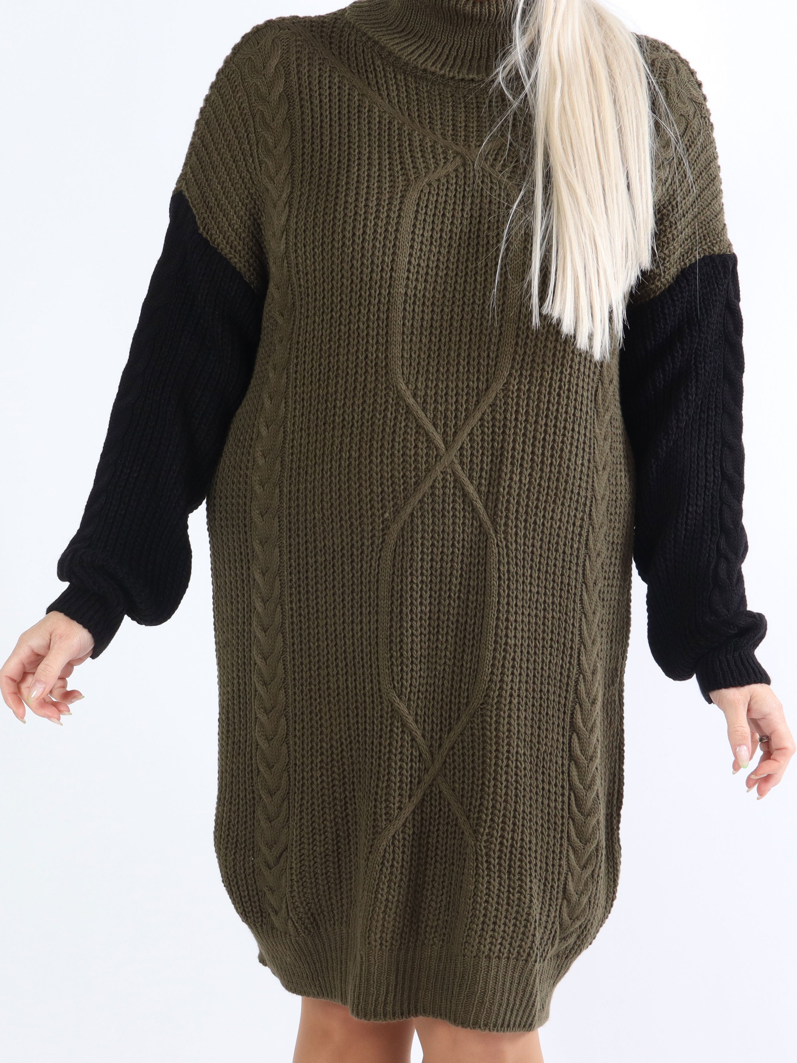 Tenna - Tofarvet plus size kjole i kabelstrik