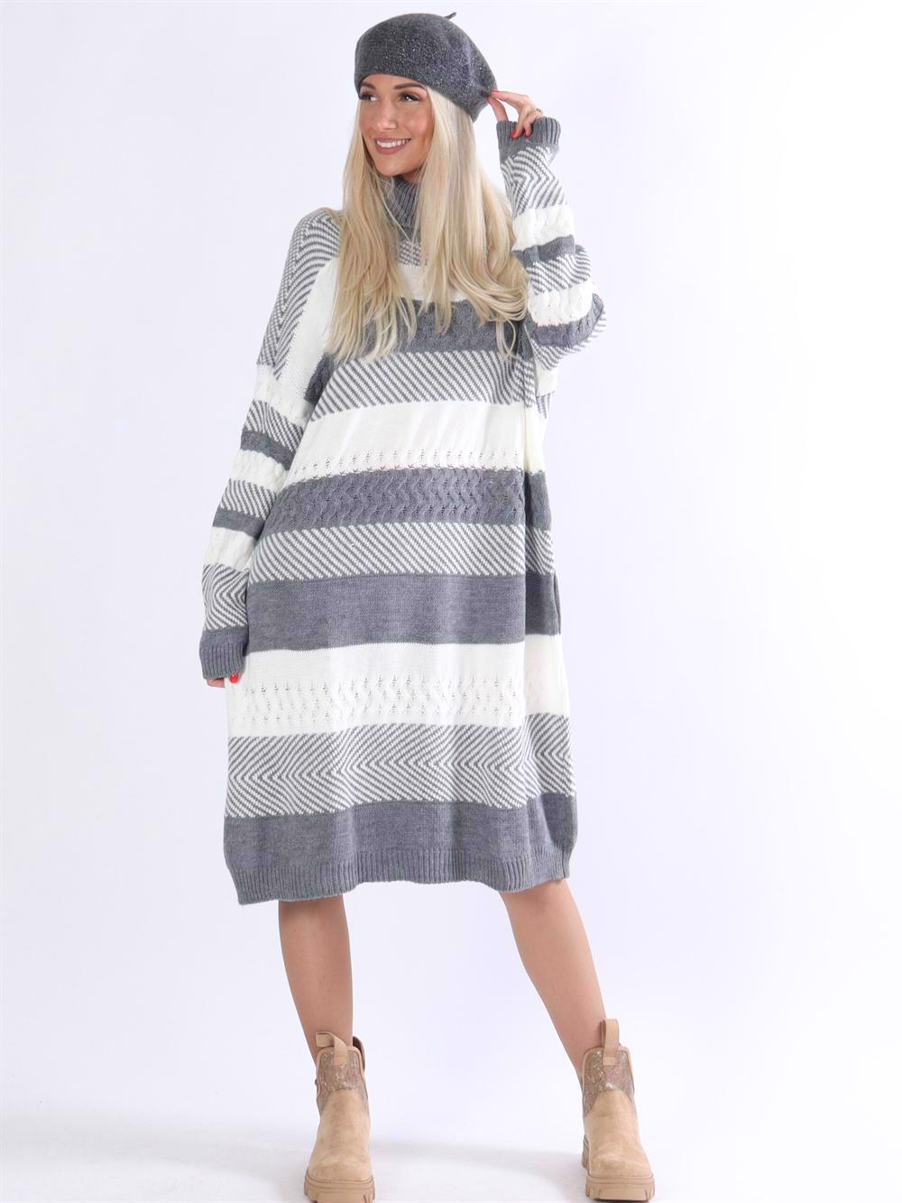 Violet - Bredstribet strikkjole