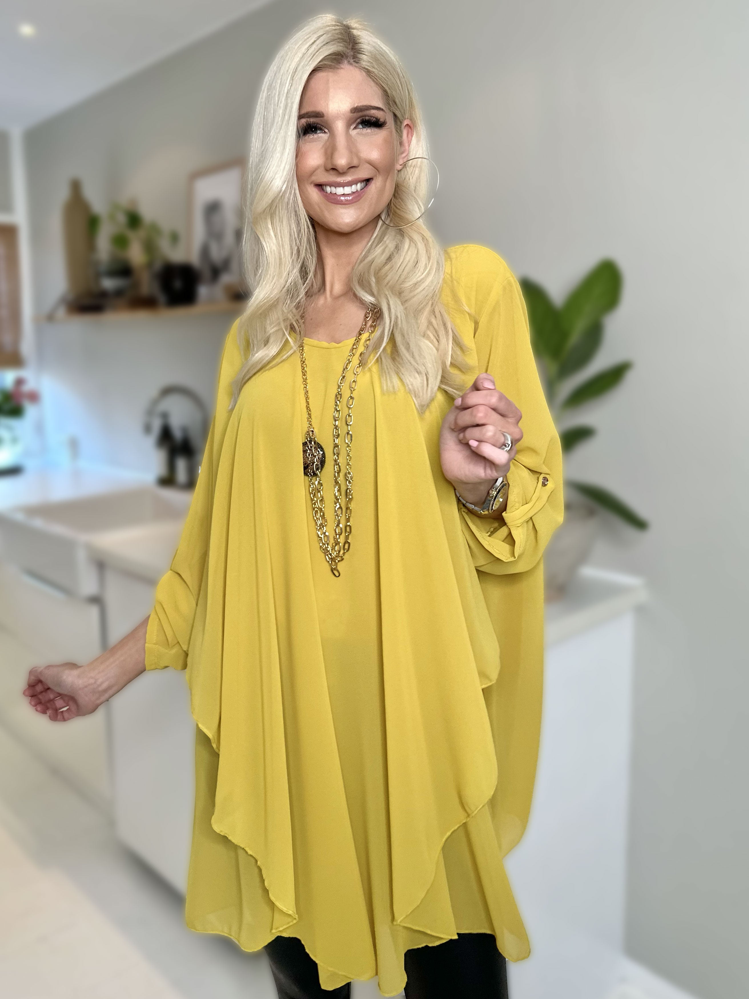 Wanda long sleeve - Tunikakjole i chiffon